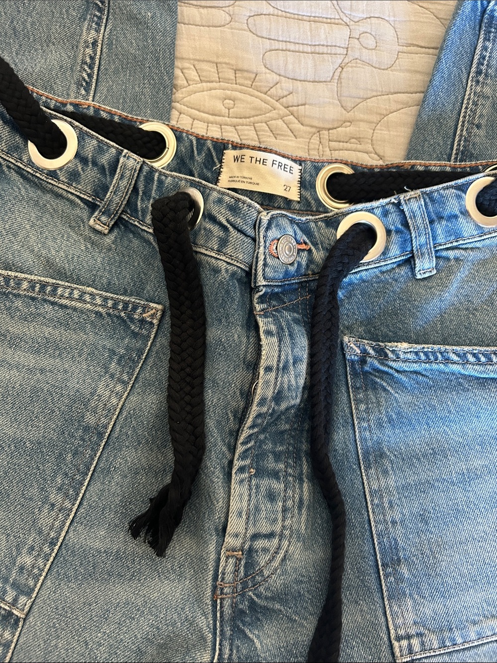 Free People We The Free Moxie Pull-On Barrel Jeans Truest Blue NWOT Size 27 - Picture 5 of 7